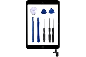 KAKUSIGA New Touch Screen Replacement Parts for iPad Mini 1/Mini 2 (Black) with IC Chip,Home Button, Complete Repair Tools Kit, Camera Holder, Pre-Installed Adhesive A1432 A1454 A1455 A1489 A1490 A1491