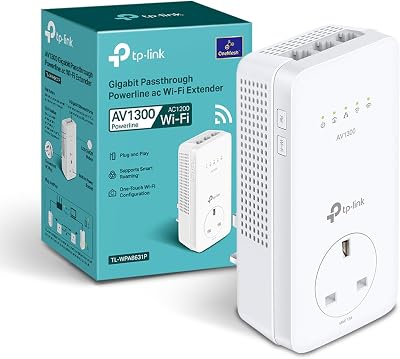TP-Link TL-WPA8631P AV1300Mbps WiFi Extender Powerline 3x Gigabit Ports Dual