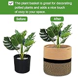 Tenn Well 30cm Indoor Plant Pot Basket with Liner Cotton Woven Storage Black view 2