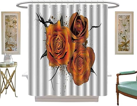 Amazon Homesonne シャワーカーテン 防カビ リリー Archati Gatherings 楽しい芸術的サテン生地 バスルーム 洗濯可能 W48 X L84 Inch シャワーカーテン ホーム キッチン オンライン通販