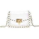 SharPlus Clear Crossbody Clutch Purse Bag for Women Stadium Events with Rivet, Clear Handbag for Concert, Game Day, Festival | Stadium Approved, with Studded Rivet, for Concert, Game Day