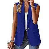 Sleeveless Blazer Vest for Women Winter 2026 Fashion Casual Lightweight Open Front Work Office Blazer Jackets with Pockets