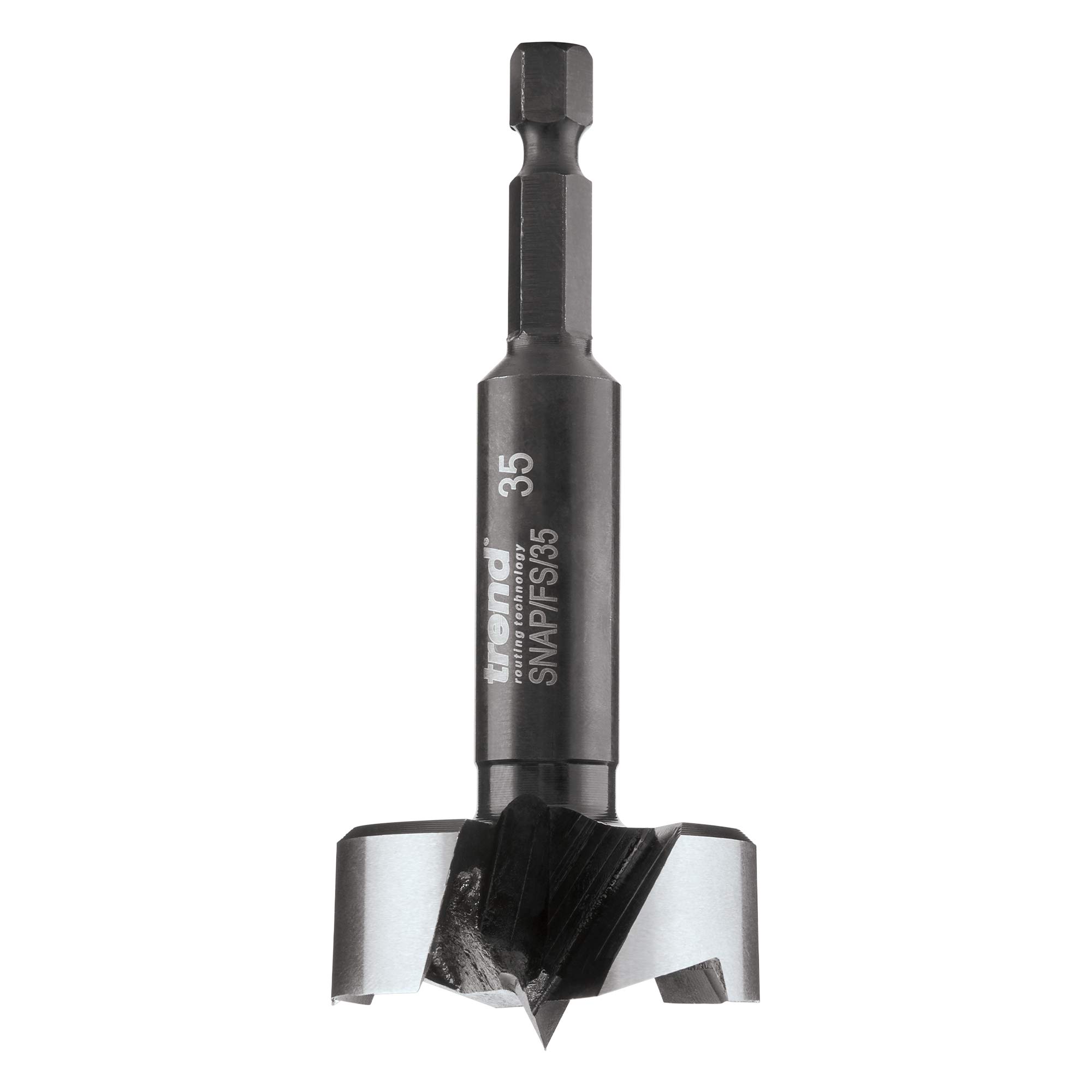 Trend Snappy Forstner 35mm Short Bit for Accurate Hole Drilling, Quick Release System, Carbon Steel, SNAP/FS/35
