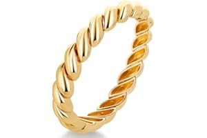 FAMARINE Gold Silver Chunky Bangle Bracelet for Women Men