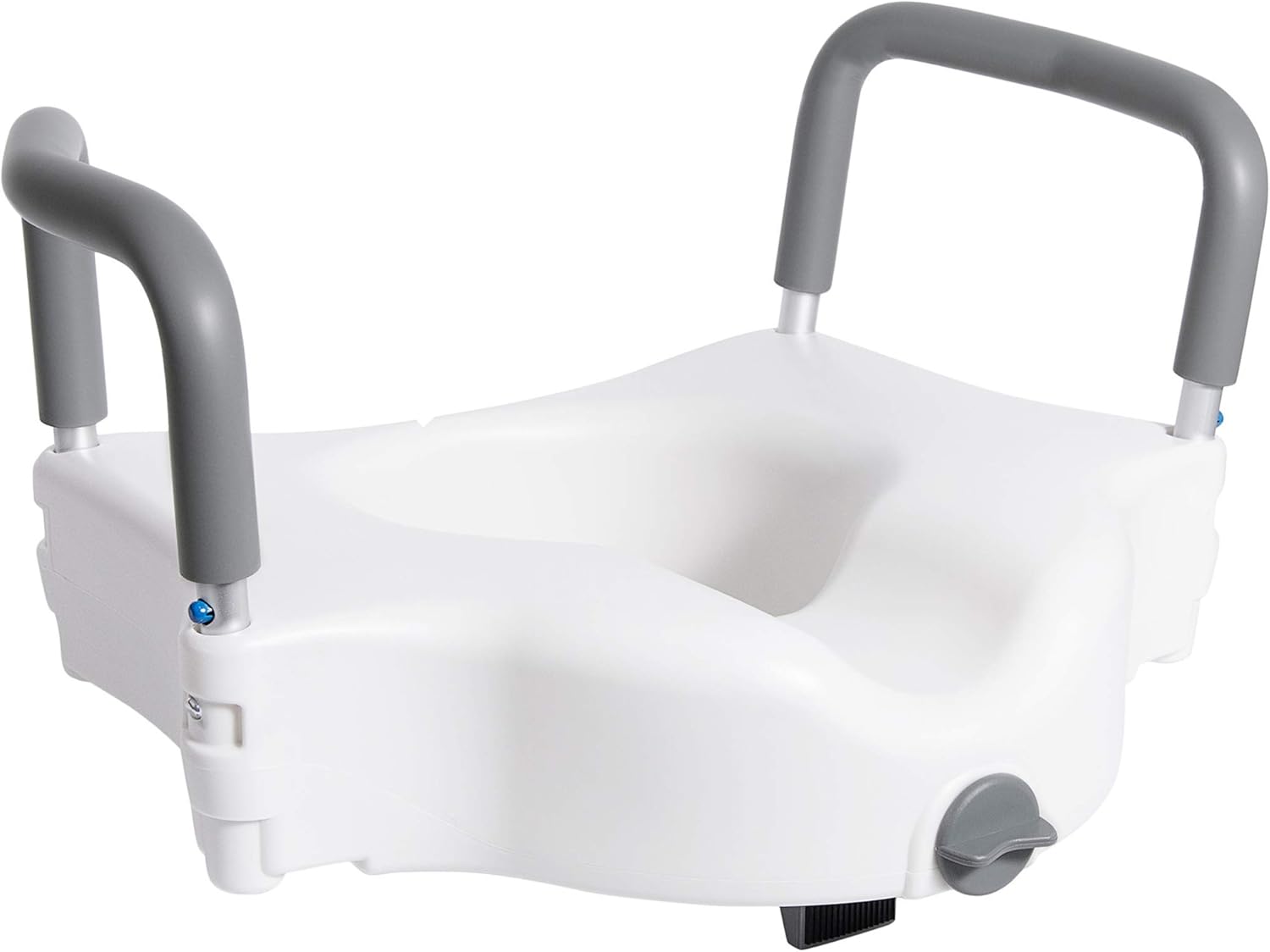 Vaunn Medical Elevated Raised Toilet Seat & Commode Booster Seat Riser with Removable Padded Grab bar Handles & Locking Mechanism: Health & Personal Care