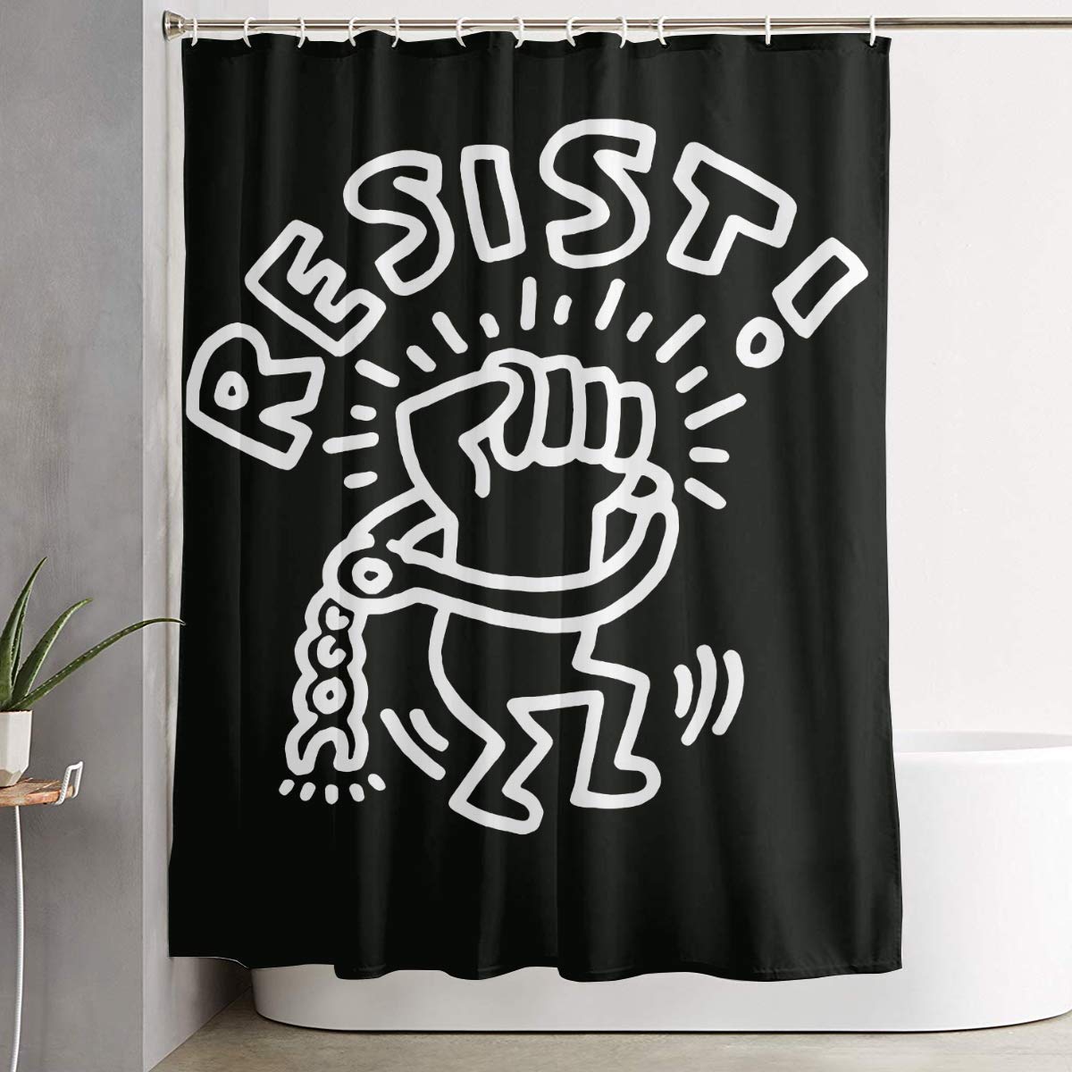 Amazon Com Sdgfghth Keith Haring Resist Bathroom Curtain Set With