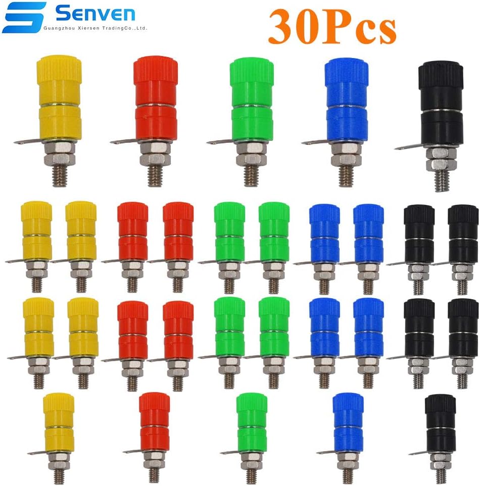 Senven 30Pcs Banana Connectors, 4mm Banana Connector Binding Terminal Jack, Banana Plug Connector