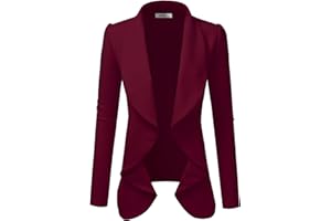DOUBLJU Classic Draped Open Front Long Sleeve Business Casual Work Deconstructed Blazer Jackets for Womens with Plus Size