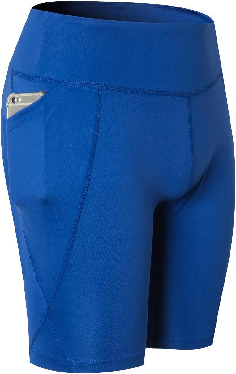 Women’s High Waist Out Pocket Yoga Short Workout Stretchy Non See-Through Shorts