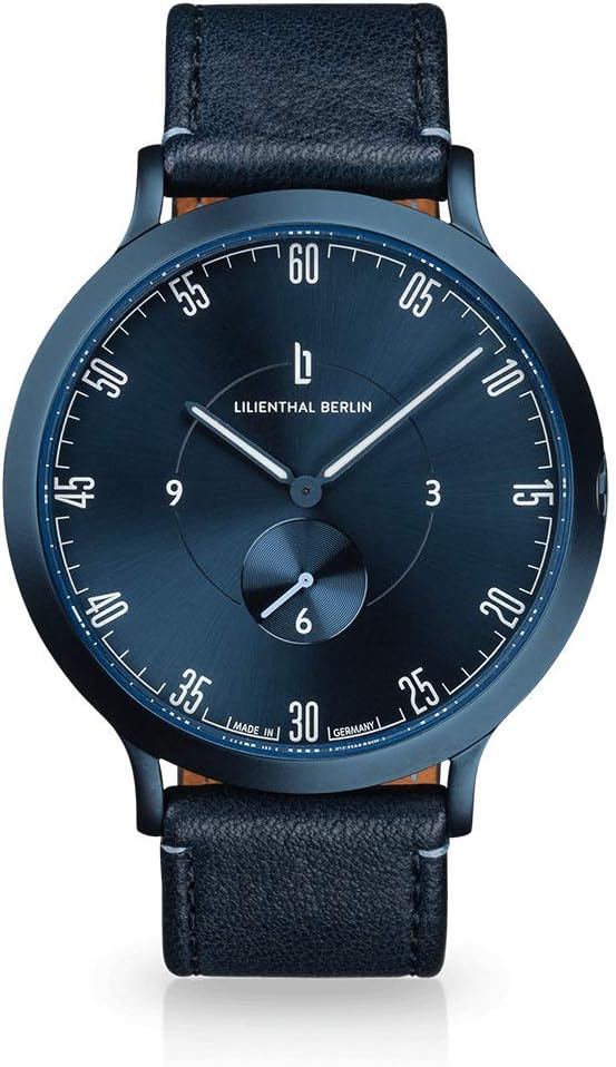 Lilienthal Berlin Menโs L1 All Blue Quartz Watch with Blue Leather Band