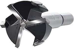 Mollom (32mm|1-1/4") Triple Flute Forstner Drill Bit for Woodworking with 3-Cutter YG8 Carbide Tipped of 2.0mm,Hinge Cutter Tool Kits for Hard Soft Wood, Plastic, Plywood