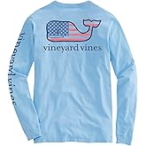 Vineyard Vines Mens Flag Whale Long-Sleeve Pocket Tee