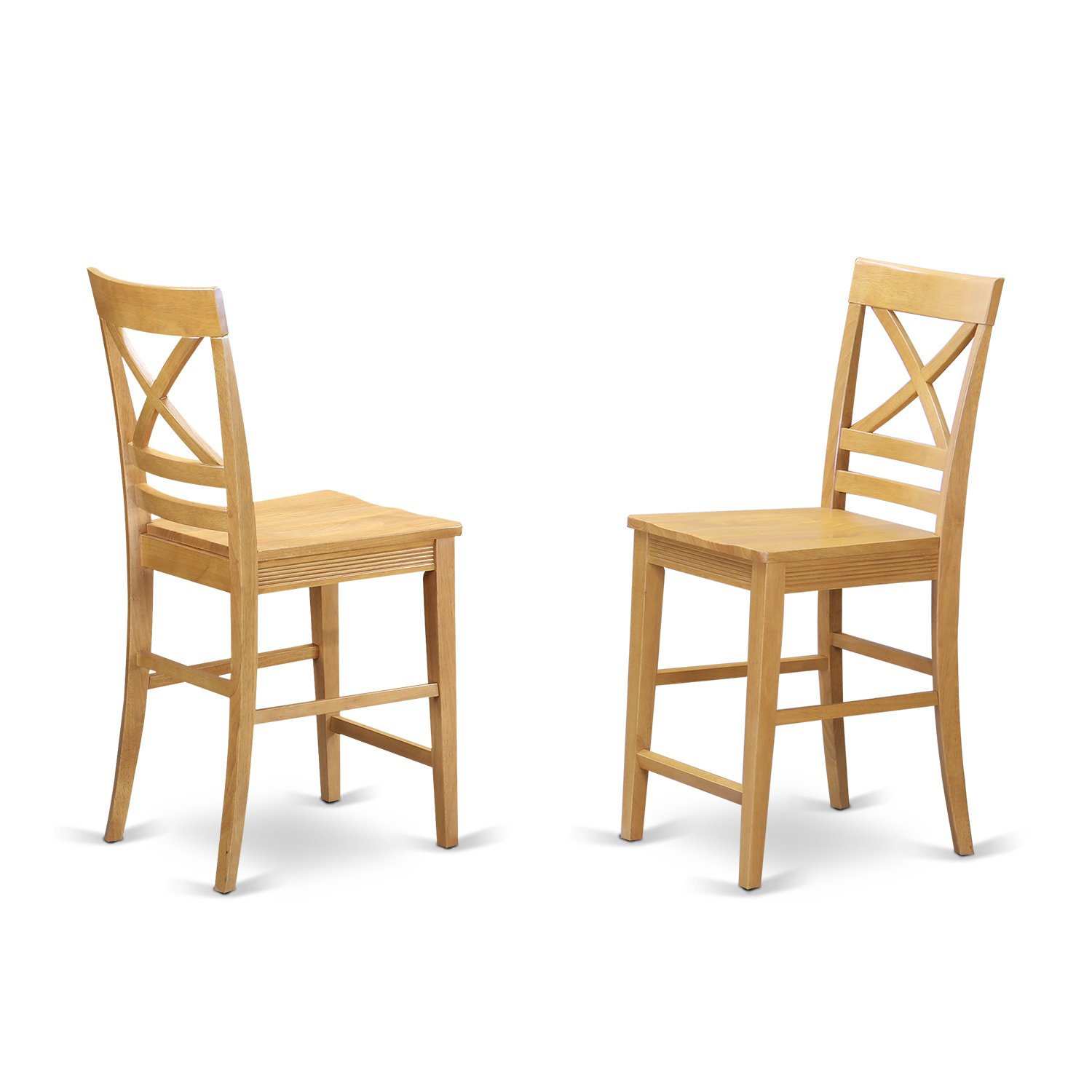 Quincy Counter Height Stools With X-Back in Oak finish-Set of 2