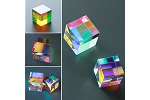 BLUELANS Six Sides Polishing Compact Glass Cube Prism X-Cube Prism RGB Dispersion Prism Physic Teaching Tool Physics Toy Home Office Decoration Desktop Decor Multicolor