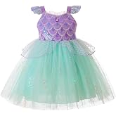 Fylytota Girls Mermaid Dress Little Mermaid Costume Princess Sequin Sling Tutu Dress for Toddle Kids Birthday Party