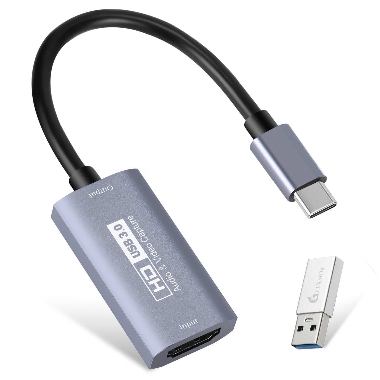 GUERMOK キャプチャーボード Switch/Xbox対応 USB3.0 HDMI to USB-C オーディオ・ビデオキャプチャー 4K入力・1080P 60fps録画 ゲーム実況・ライブ配信用 Windows/Mac対応商品画像