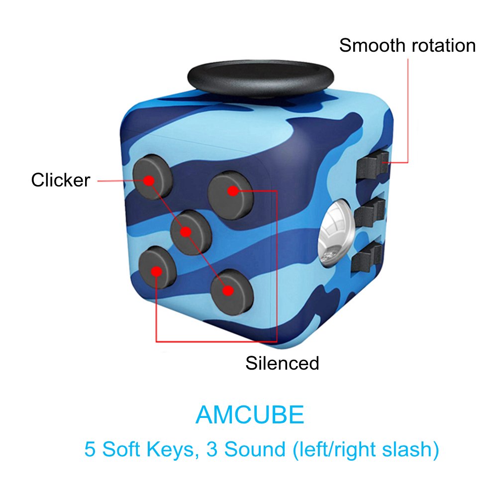 Amteker Fidget Cube Spielzeug Angst Aufmerksamkeit Stress Relief, und brechen nervöse Gewohnheiten und Angst Spielzeug Geschenke für Kinder und Erwachsene (Camo Blau)