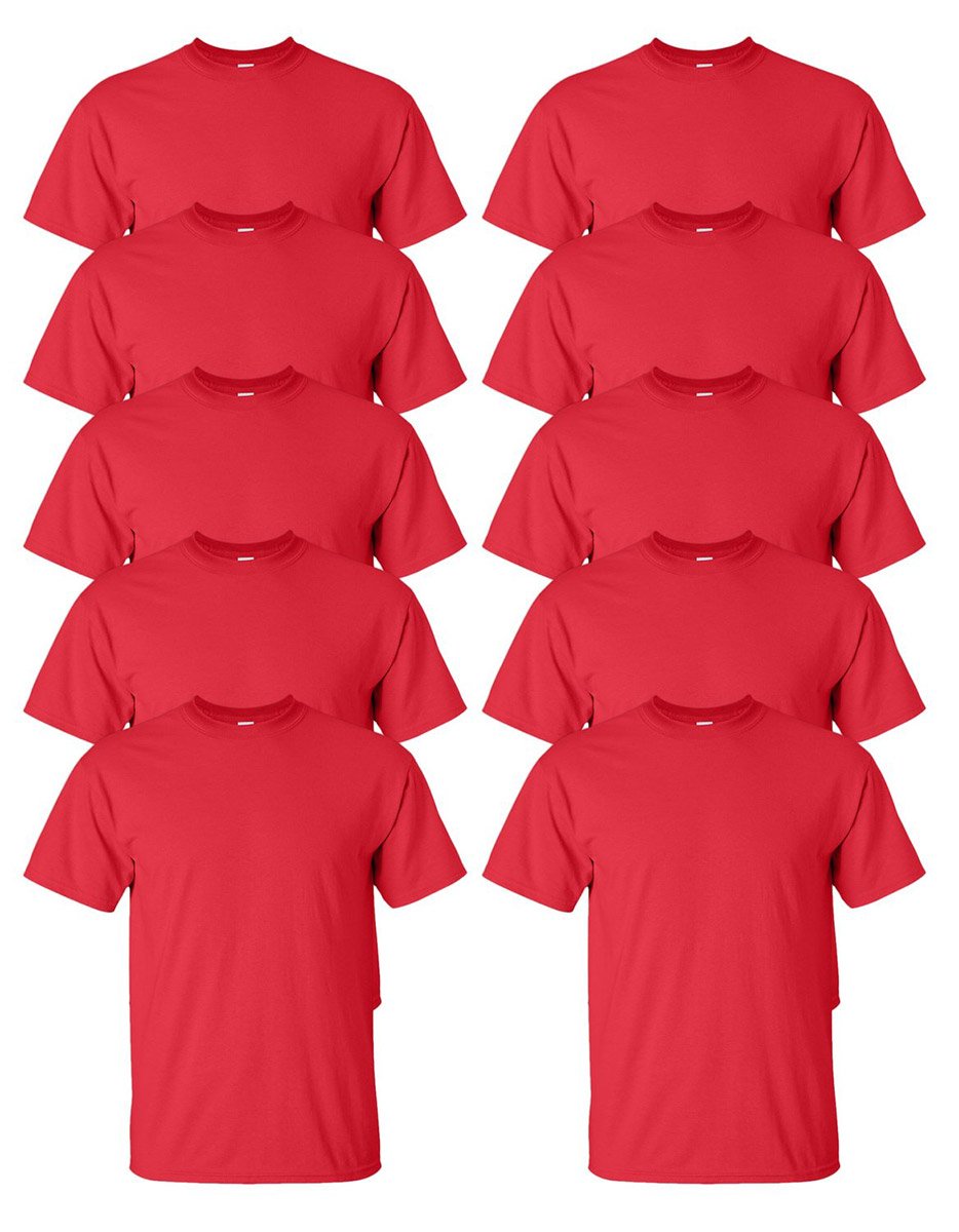 Gildan Men's Ultra Cotton T-Shirt, RED, 4XL (Pack of 10)