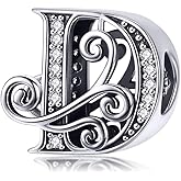 925 Sterling Silver Letter Charms for Pandora Bracelets Alphabet Initial Charms Beads Birthday Christmas Jewelry Gift for Women