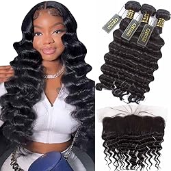 QTHAIR 14A Peruvian Loose Deep Curly Frontal with