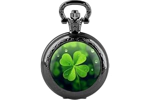 CUSTCH Retro Yang and Yin Dragon Design Glass Dome Quartz Pocket Watches for Women Men Watch Unique Pendant Necklace Jewelry Gifts