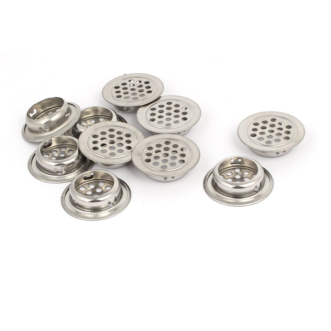 Sourcingmap 25mm Bottom Diameter Stainless Steel Round Shape Mesh Hole Air Vent Louver 10pcs