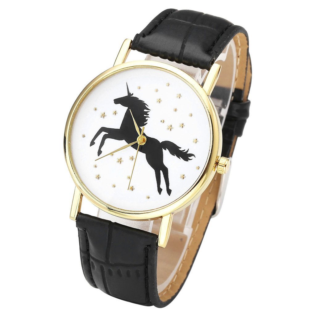 Top Plaza Fun Animal Searies Galloping Horse Fashion Womens Ladies Quartz Wrist Watch, Black