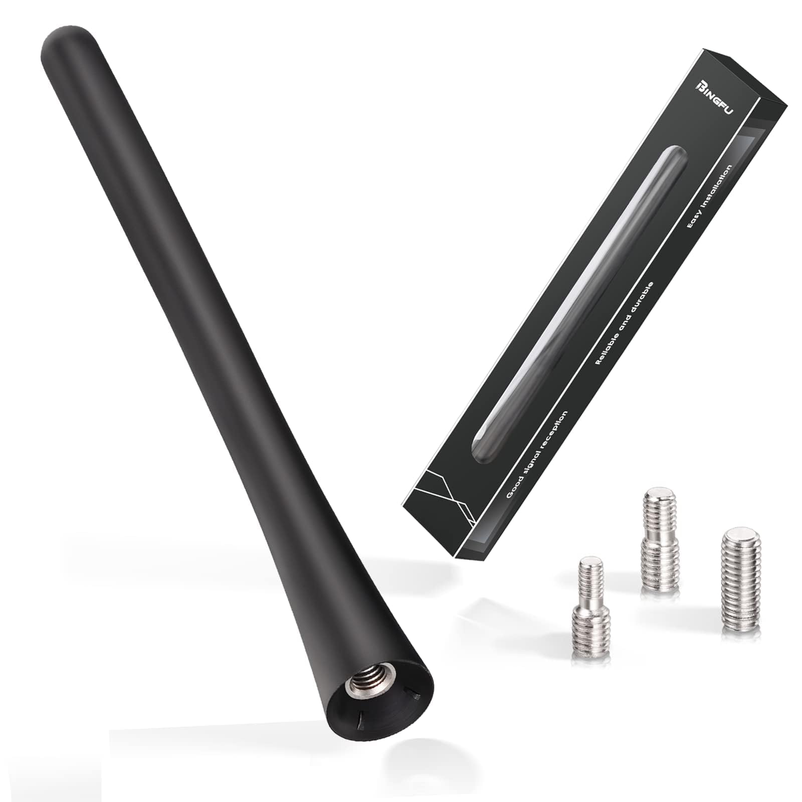 Bingfu Universal Car Antenna Car Radio Aerial 16cm Roof Mount Rubber Short Antenna Mast Replacement with Excellent AM & FM Reception for all Cars Truck SUV, M4.0 M5.0 M6.0 Screws