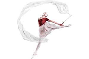 Fanfanwin 98" Dance Streamer with Scalable Rod, Gymnastics Dance Ribbon Artistic Twirling Flag, Church Worship Adoration Banner for Dancer and Church Liturgical Praise (White)