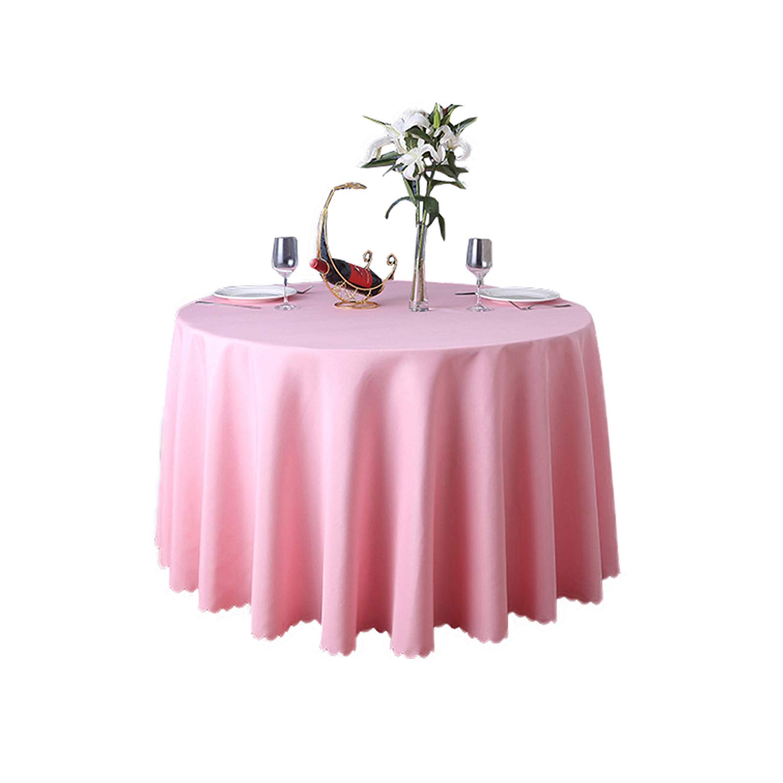 JK Home Tablecloth Round Table Cover Polyester Solid Wedding Banquet Tables Cloth Pink 70" / 180cm