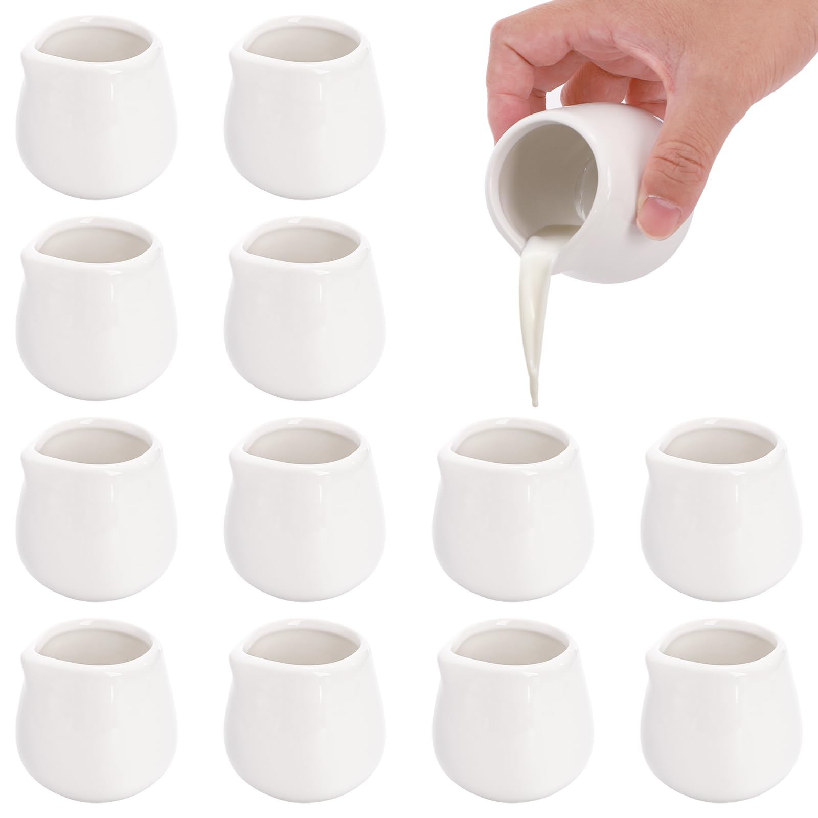 Photo 1 of *MISSING PARTS - see clerk notes*
Dicunoy 12 PCS Mini Ceramic Creamers, 3 OZ Small Creamer Pitchers, White Little Individual Creamers Dispenser for Milk, Tea, Coffee, Syrup, Butter, Sauces, Restaurant, Dinner Party, MicrowaveSafe