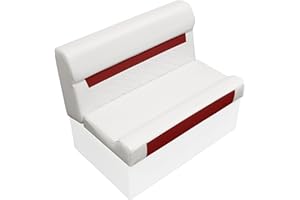 Wise DLX100-1906 DLX Series 37" Pontoon Bench Seat Cushion Set - White/Crimson Red