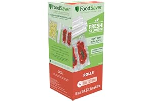FoodSaver Vacuum Sealer Rolls for Custom Length Airtight Food Storage and Sous Vide Bags, BPA-Free, 11" x 16', 4 Pack