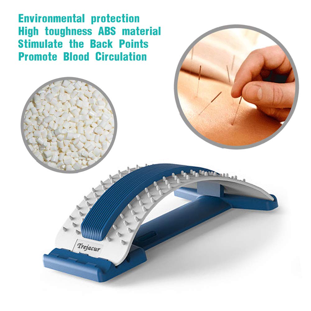 Back Stretcher, Lumbar Stretching Device with Massager for Upper and Lower Back Pain Relief, Lumbar Traction Supports (Blue,White): Industrial & Scientific