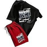 VIPWOLF Men's Short Sets 2 Piece Crew Neck Novelty Graphic Tees & Shorts Tracksuits