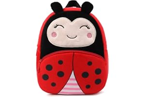 BEFUNIRISE Toddler Backpack for Boys and Girls, Cute Soft Plush Animal Cartoon Mini Backpack Little For Kids 2-6 Years (ladybug)