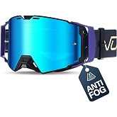 VOZAPOW Motocross Goggles Anti-Fog Motorcycle Protective Eyewear for Men | Magnetic Lock Design PC Lens TPU Frame OTG Ideal for dirt bike atv utv off road racing moto helmet riding