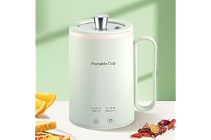 JANHESTY Small Portable Electric Kettle: 400ml Mini Hot Water Boiler Heater, 300W Travel Tea Coffee Kettle, Personal Health Stew Pot with Temperature Control, Timer, Keep Warm & Boil Dry Protection