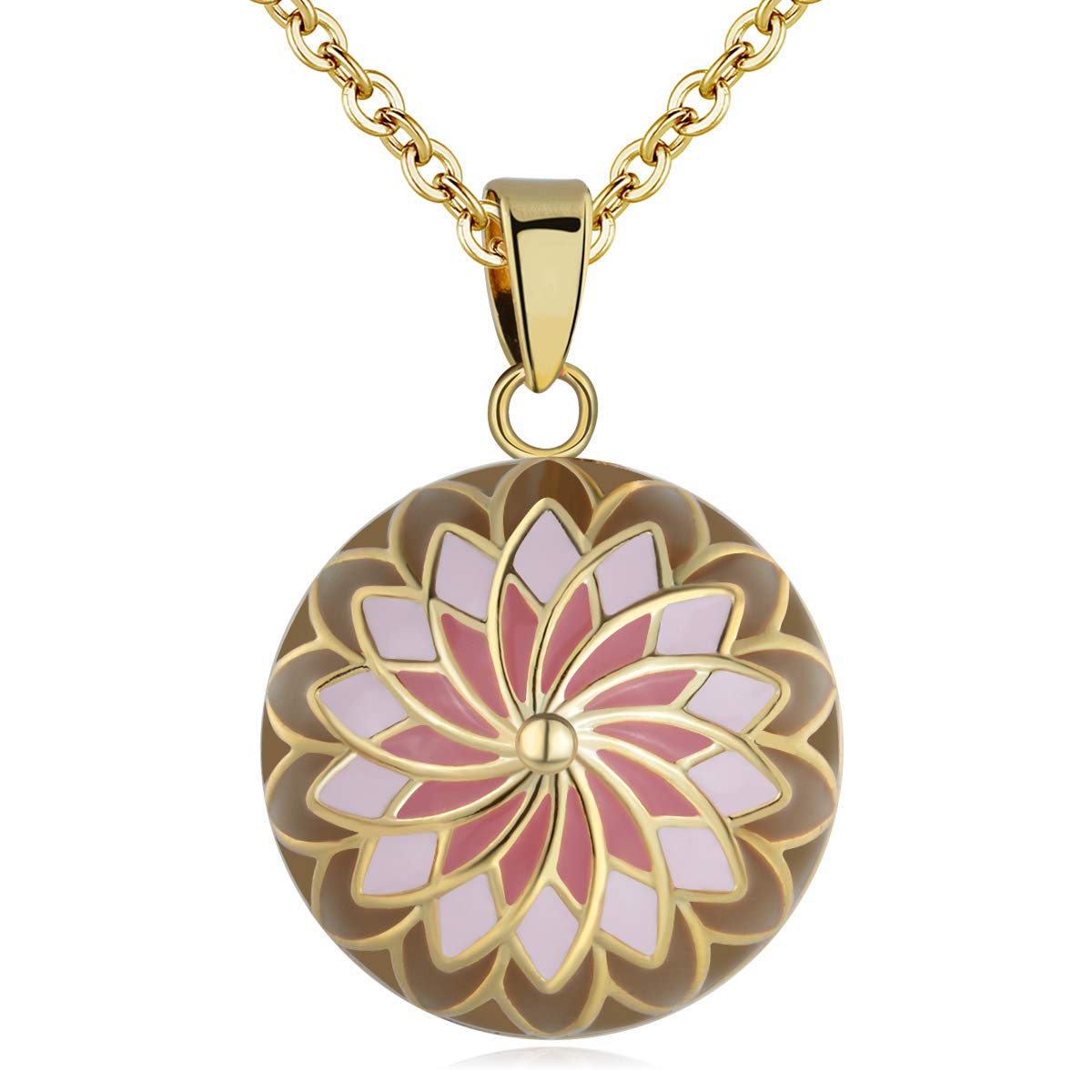 AEONSLOVE Chime Ball Pendant Necklace Music Wishing Vintage Flower Bola for Pregnancy Mom Baby Best Jewellery Gift