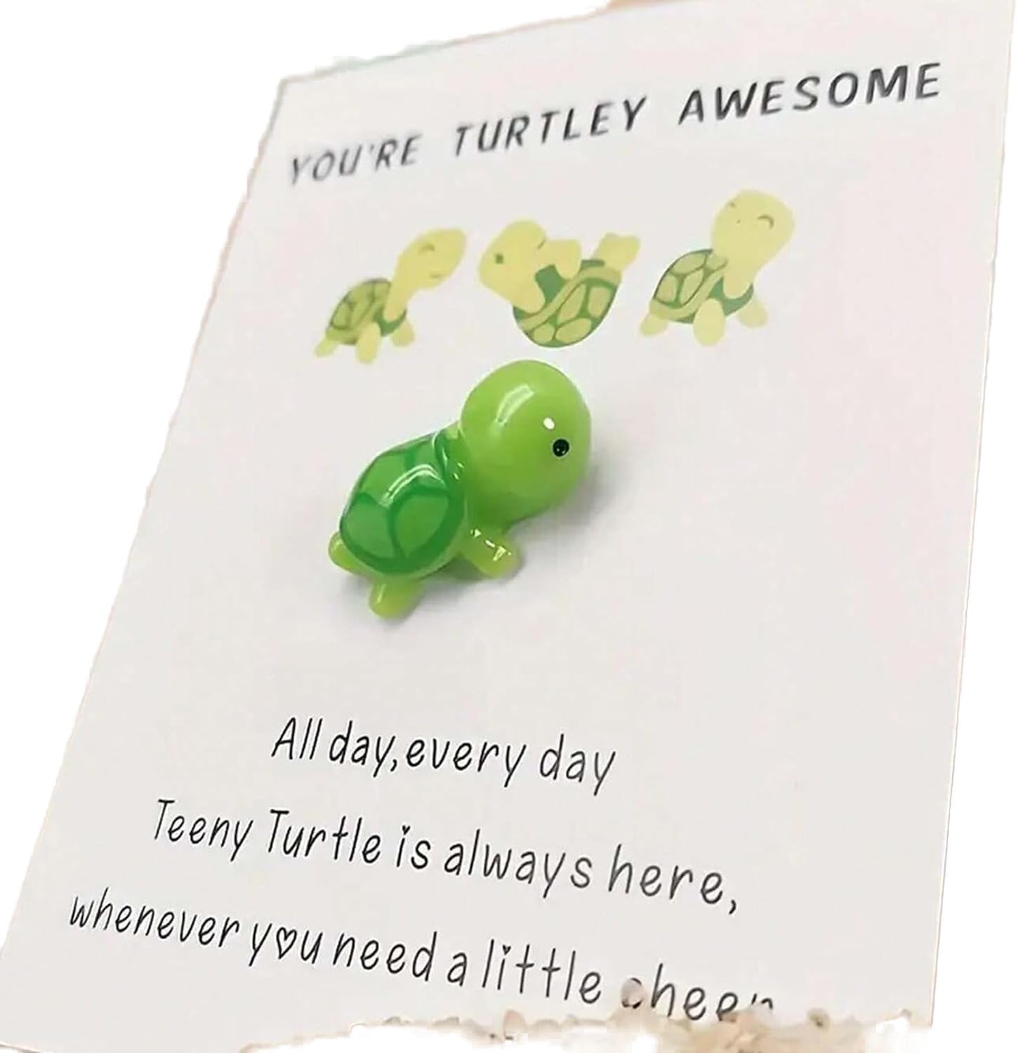 Cute Mini Green Turtle, Handmade Emotional Support,You're Turtley Awesome, Turtle Motivational Gift,Turtle Shaped Card Friendship Gift, A Card With A Turtle Ornament Home Décor Accents Decoration