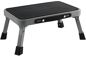 TreeLen 1-Step 330lbs Capacity Folding Metal Step Stool, Portable Step Ladder, Non-Slip, Sturdy