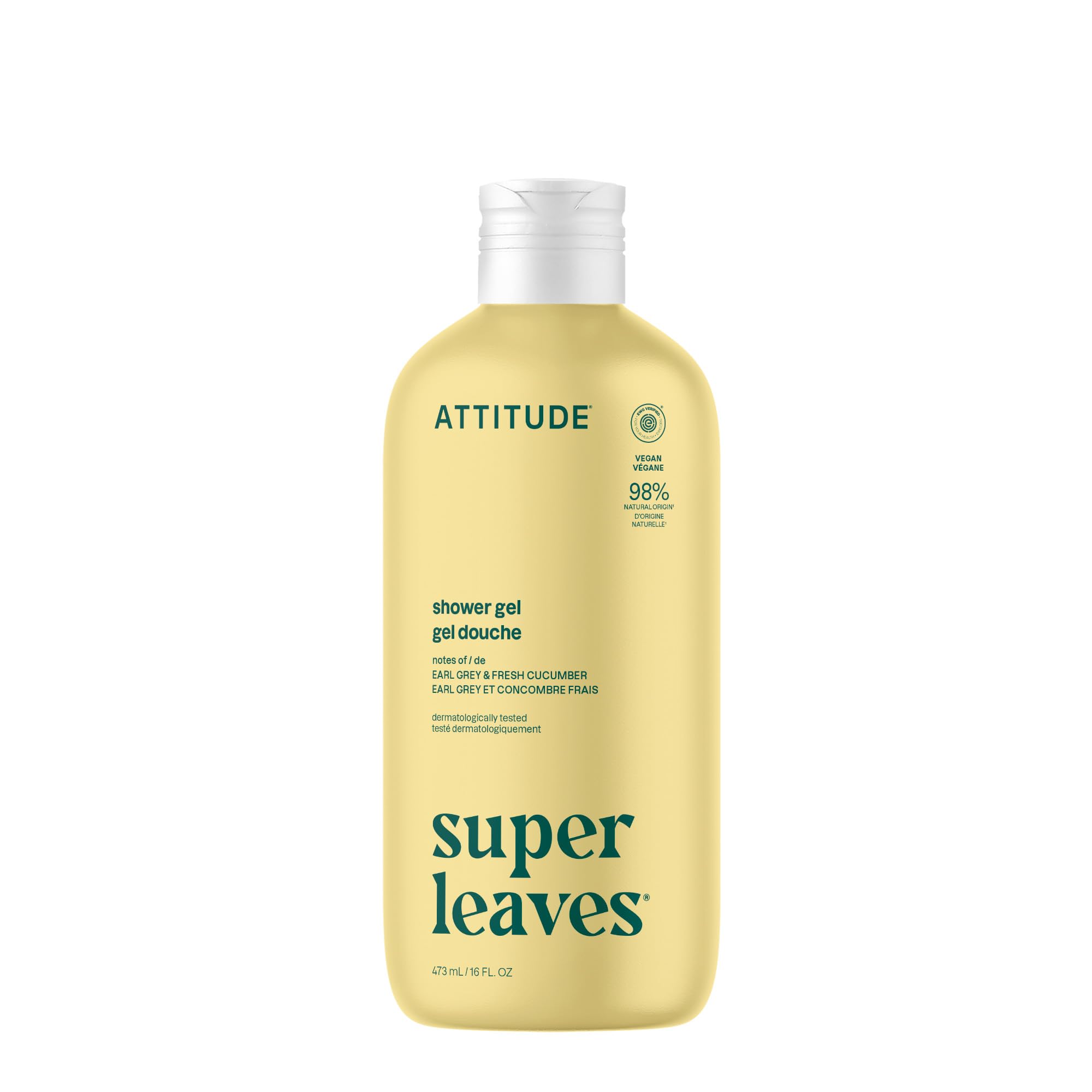 Photo 1 of ATTITUDE Body Wash, EWG Verified Shower Gel, Dermatologically Tested, Plant and Mineral-Based, Vegan Personal Care Products, Earl Grey & Fresh Cucumber, 16 Fl Oz