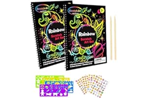 MAXZONE Scratch Paper Art Notebooks - Rainbow Scratch Off Art Kits for Kids Activity Color Book Pad Black Magic Art Craft Supplies Kits for Girls Boys Birthday Party Favor Game Christmas Toys Gift