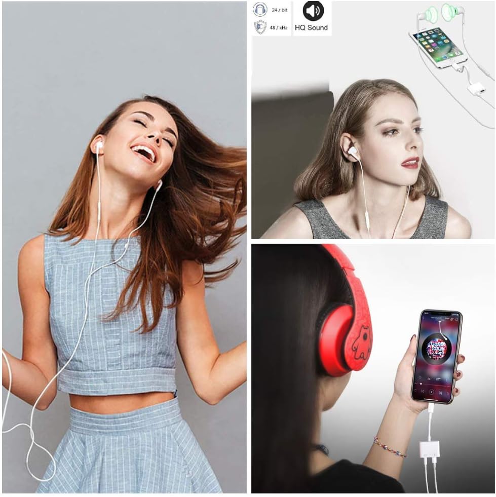 2Pack Lightning to 3.5mm Headphones Jack Adapter for iPhone,[Apple MFi Certified] 2 in 1 Charger + Aux Audio Splitter Dongle Adapter for iPhone 7/7Plus/8/8Plus/11/X/XR/XS Support All iOS System: Electronics