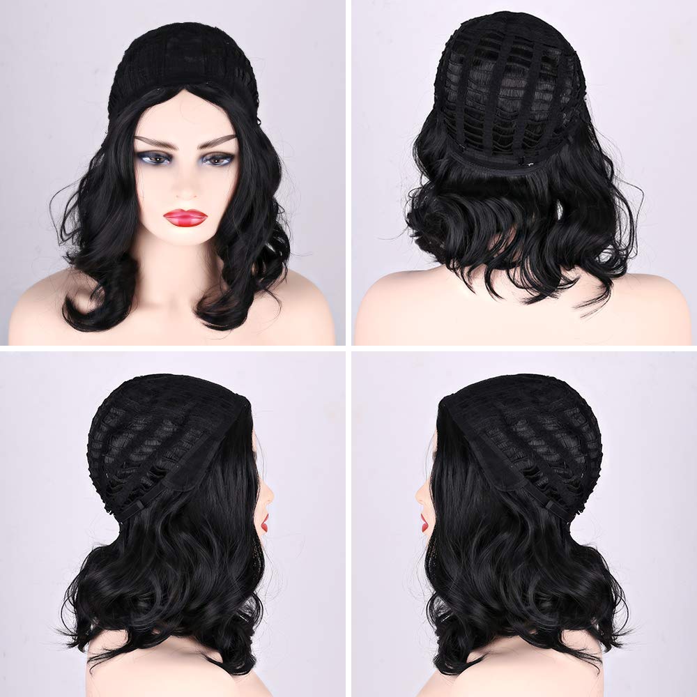 Short Wavy Wigs Wavy Black Ombre Synthetic Wig