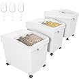 YITAHOME 40L x3(260lb )Ingredient Flour Storage Bin, Commercial 31.5 Gallons(10.5 Gal x3 Pcs) Rice Storage Containers, 750 Cups Flour Bins with Wheels,Clear Sliding Lids and Scoops, for Kitchen, White