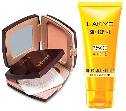 Lakme Radiance Complexion Compact, Pearl, 9g & Lakme Sun Expert SPF 50 PA+++ Ultra Matte Lotion, 50 ml