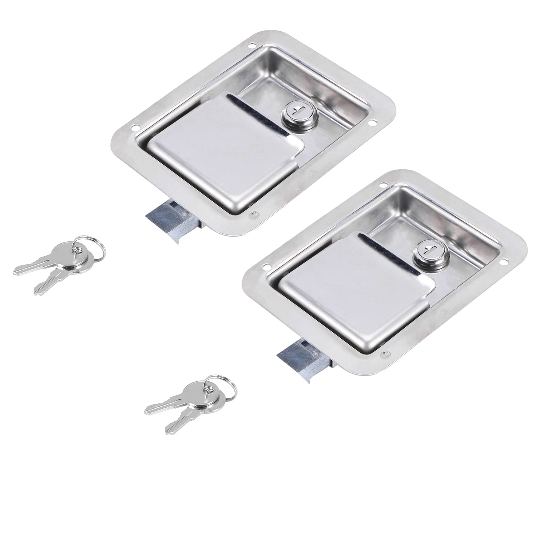 Hausdec Hardware 2 Pack Stainless Steel Paddle Latch With Lock & Key - Flush Single Point Handle For Door Trailer RV