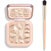 KYDA Face Highlighter Palette, High Glossy Face Illuminator Palette, Natural Glow Finish, Pearl Shimmer Smooth Baked Powder, Lasting Sparkling Champagne Highlighter Makeup-SUN GLOW