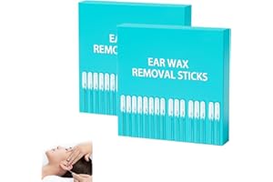 48 PCS Ear Wax Removal Sticks Reusable, 2-Size Self Sticky Ear Cleaner Earwax Cleaning Kit, Washable Silicone Ear Buds Cleane